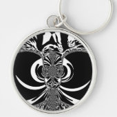 Zwart en wit elegant klassiek gepatterd ontwerp sleutelhanger (Voorkant)