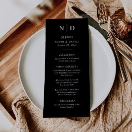 Zwart en wit elegant klassiek trouwmenu