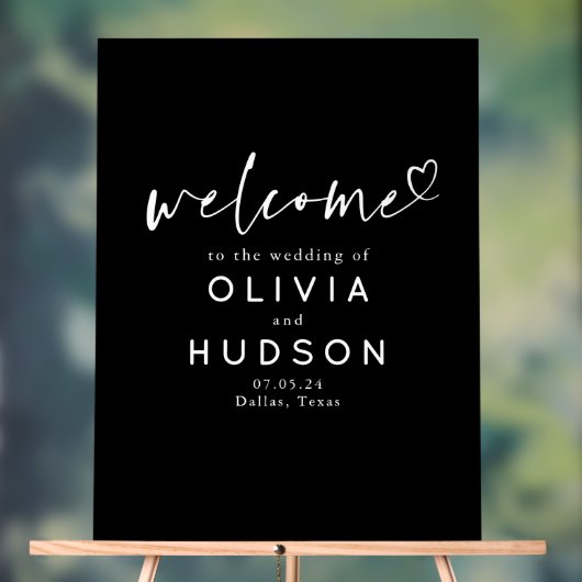 Zwart en Wit Elegant Minimalistisch Trouw Welkom Acryl Bord (Neutraal)