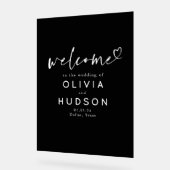 Zwart en Wit Elegant Minimalistisch Trouw Welkom Acryl Bord (Hoek)