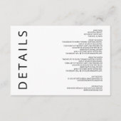 Zwart en Wit Elegant Modern Minimalistisch Huwelij Informatiekaartje (Voorkant)