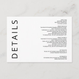 Zwart en Wit Elegant Modern Minimalistisch Huwelij Informatiekaartje