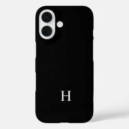 Zwart en Wit Elegant Modern Minimalistisch Monogra iPhone 16 Hoesje