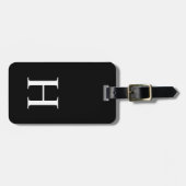 Zwart en Wit Elegant Modern Monogram Bagagelabel (Voorkant horizontaal)