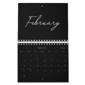 Zwart en Wit Elegant Modern Schrift 2026 Kalender (Feb 2027)