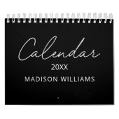 Zwart en Wit Elegant Modern Schrift 2026 Kalender (Hoes)