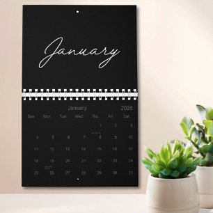 Zwart en Wit Elegant Modern Schrift 2027 Kalender