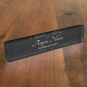 Zwart en wit Elegant Modern Schrift Naambordje