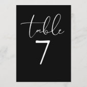 Zwart en wit Elegant Modern Schrift Tafelnummer (Achterkant)