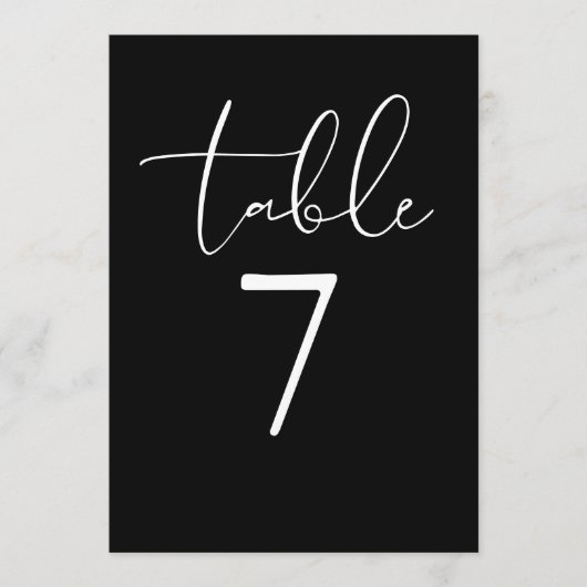 Zwart en wit Elegant Modern Schrift Tafelnummer (Voorkant)