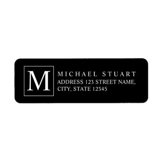 Zwart en wit elegant monogram etiket (Voorkant)