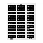 Zwart en wit elegant monogram etiket (Full Sheet)