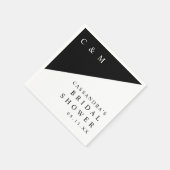 Zwart En Wit Elegant Monogramma Bruidsfeest Servet (Hoek)