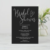 Zwart En Wit Elegant Script Bruids Shower Kaart (Staand voorkant)