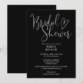 Zwart En Wit Elegant Script Bruids Shower Kaart (Voorkant / Achterkant)