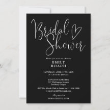 Zwart En Wit Elegant Script Bruids Shower