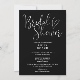 Zwart En Wit Elegant Script Bruids Shower Kaart
