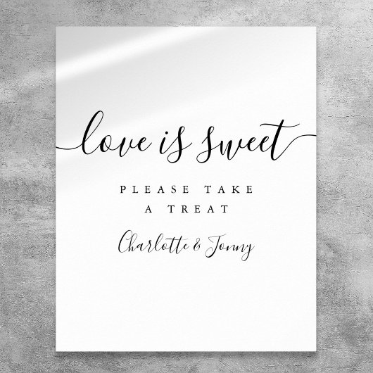Zwart En Wit Elegant Script Liefde Is Zoet Bord Poster
