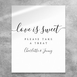 Zwart En Wit Elegant Script Love Is Sweet Bord Poster