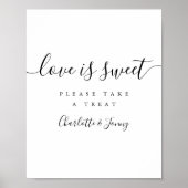 Zwart En Wit Elegant Script Love Is Sweet Bord Poster (Voorkant)