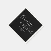 Zwart En Wit Elegant Script Minimalistisch Servet (Hoek)