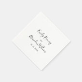 Zwart en wit Elegant Script Moderne Trouwdag Servet (Hoek)