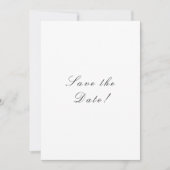 Zwart en wit Elegant Script QR-code Save The Date (Voorkant)