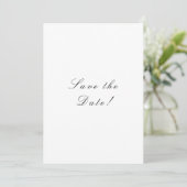 Zwart en wit Elegant Script QR-code Save The Date (Staand voorkant)