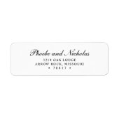 Zwart en wit elegant trouwadres etiket (Voorkant)