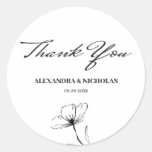 Zwart en wit Elegant Trouwgeschenk bedankje Ronde Sticker (Voorkant)