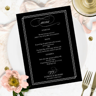 Zwart En Wit Elegant Trouwmenu Menu