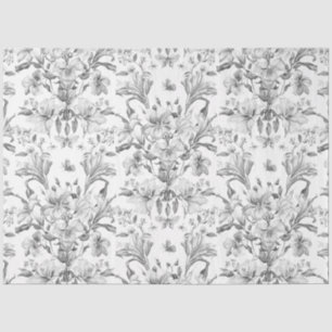 Zwart en wit Elegant Vintage Bloemenpatroon Tissuepapier