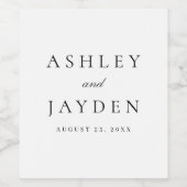 Zwart en wit elegante bruiloft wijn etiket (Enkel label)