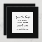 Zwart en Wit Elegante Calligrafie Bewaar de Datum Save The Date (Voorkant / Achterkant)
