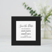 Zwart en Wit Elegante Calligrafie Bewaar de Datum Save The Date (Staand voorkant)