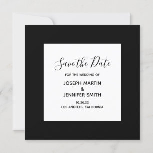 Zwart en Wit Elegante Calligrafie Bewaar de Datum Save The Date
