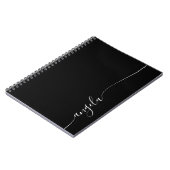 Zwart en wit Elegante Delicate Handtekening Script Notitieboek (Linkerzijde)
