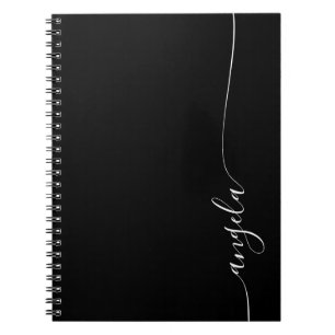 Zwart en wit Elegante Delicate Handtekening Script Notitieboek