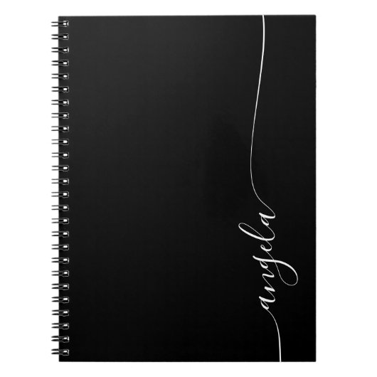 Zwart en wit Elegante Delicate Handtekening Script Notitieboek (Voorkant)
