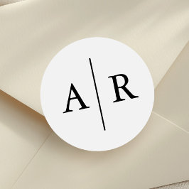 Zwart en wit elegante enveloppe zegel, trouwen ronde sticker