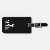 Zwart en wit elegante golfer bagagelabel (Voorkant horizontaal)