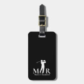 Zwart en wit elegante golfer bagagelabel (Voorkant verticaal)
