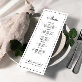 Zwart en wit elegante klassieke bruiloft menu
