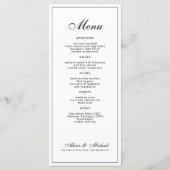 Zwart en wit elegante klassieke bruiloft menu (Voorkant)