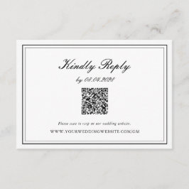 Zwart en wit Elegante Klassieke Trouw-QR RSVP Kaartje