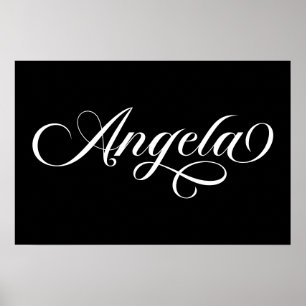 Zwart en Wit Elegante Lettering Angela Poster