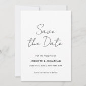 Zwart En Wit Elegante Moderne Template Minimalisti Save The Date (Voorkant)