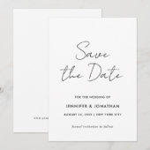 Zwart En Wit Elegante Moderne Template Minimalisti Save The Date (Voorkant / Achterkant)