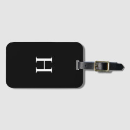 Zwart en Wit Elegante Monogram Bagagelabel
