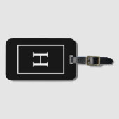 Zwart en Wit Elegante Monogram Bagagelabel (Voorkant (horizontaal))